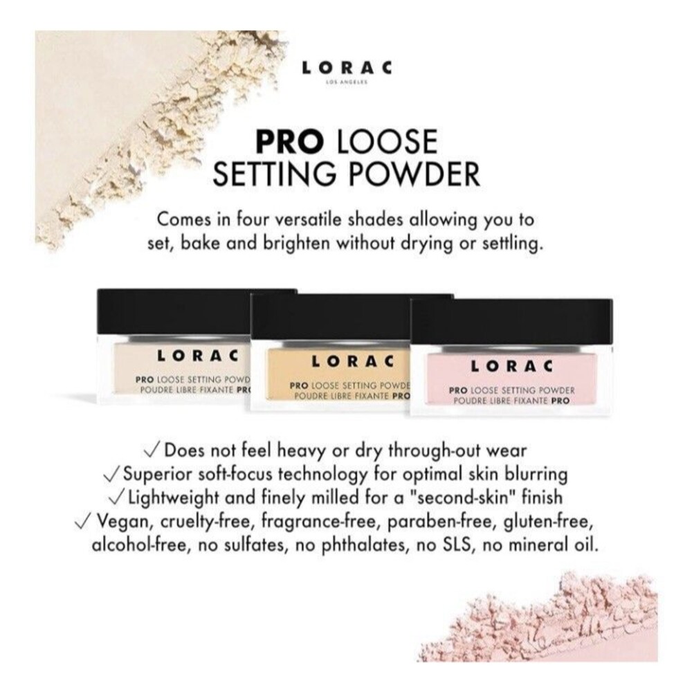 LORAC Soft Rose Pink Pro Loose Setting Finishing Powder .83 OZ  Minimize Pores - Picture 2 of 8